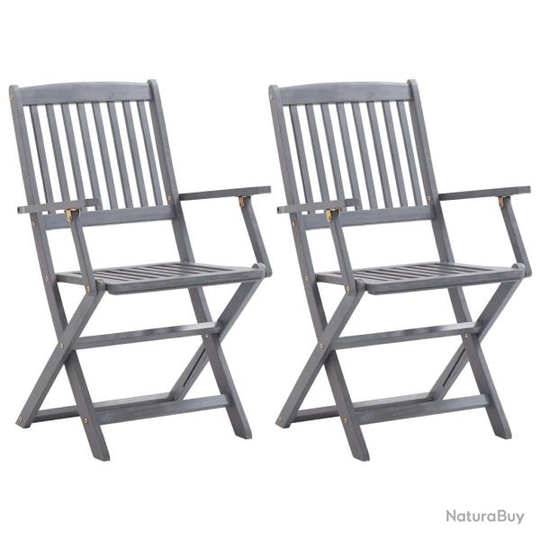 Chaises pliables d'ext�rieur lot de 2 Bois d'acacia solide