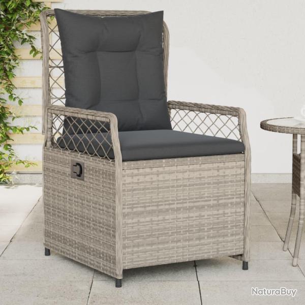 Chaises inclinables de jardin lot de2 gris clair r�sine tress�e