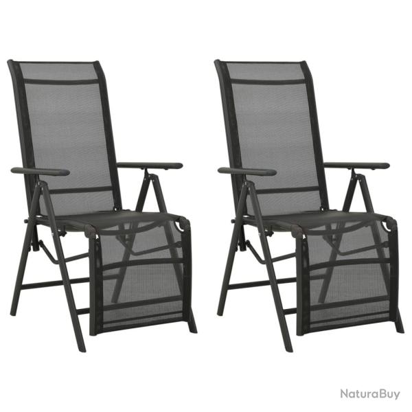 Chaises inclinables de jardin lot de 2 Textilne et aluminium
