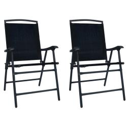 Chaises de jardin pliables lot de 2 Textil&egrave;ne Noir
