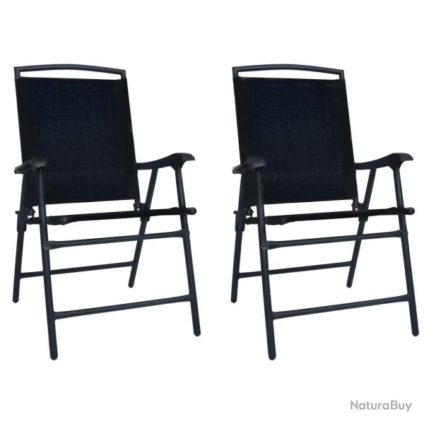 Chaises de jardin pliables lot de 2 Textilne Noir