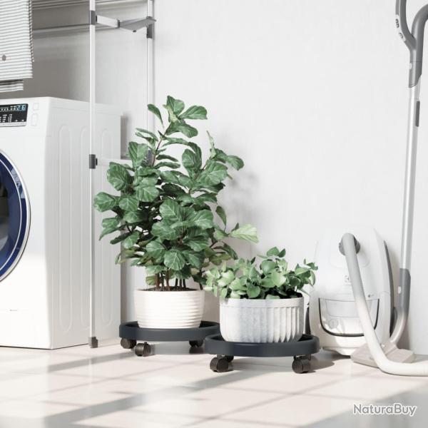 Chariots � plantes avec roues 2 pcs gris diam�tre 34 cm 35 kg