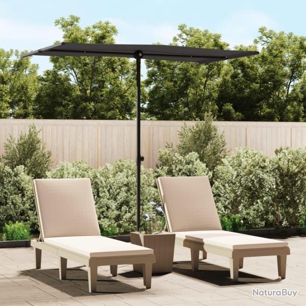 Parasol de jardin avec m�t en aluminium 180x110 cm Noir