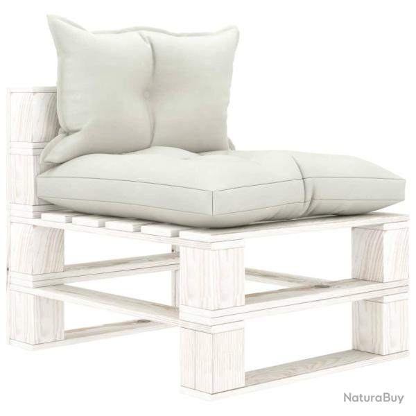 Canap� palette de milieu de jardin avec coussins beige Bois