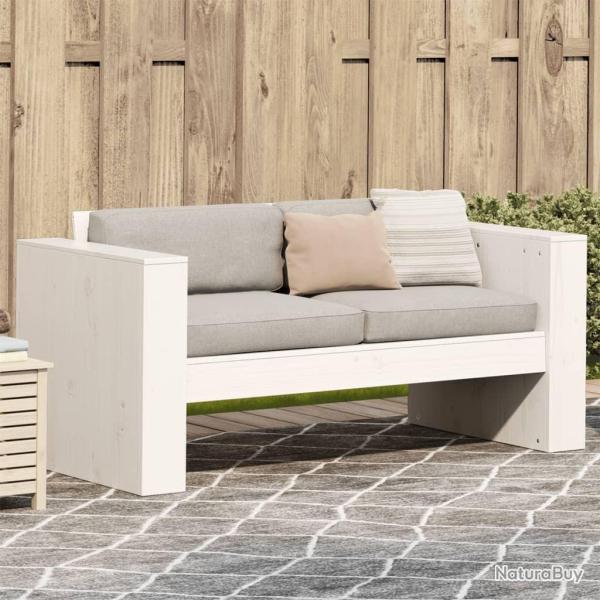 Canap� de jardin 2 places blanc 134x60x62 cm bois de pin massif