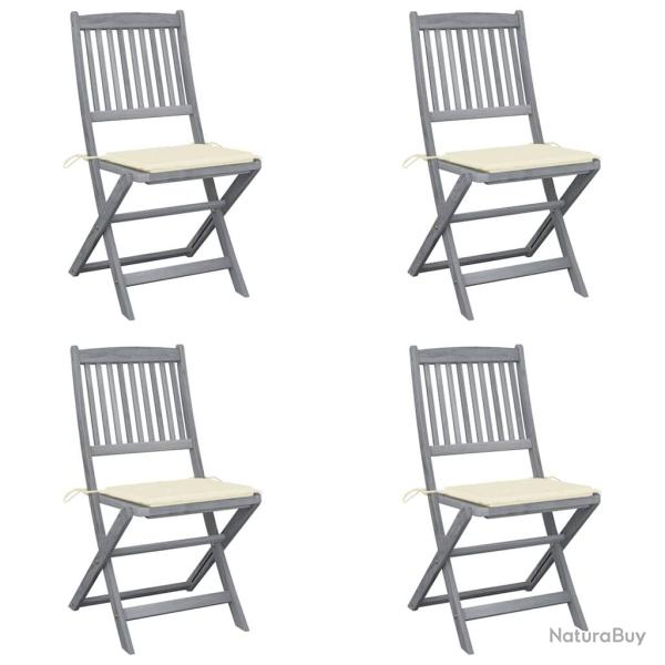 Chaises pliables d'ext�rieur lot de 4 et coussins Bois d'acacia