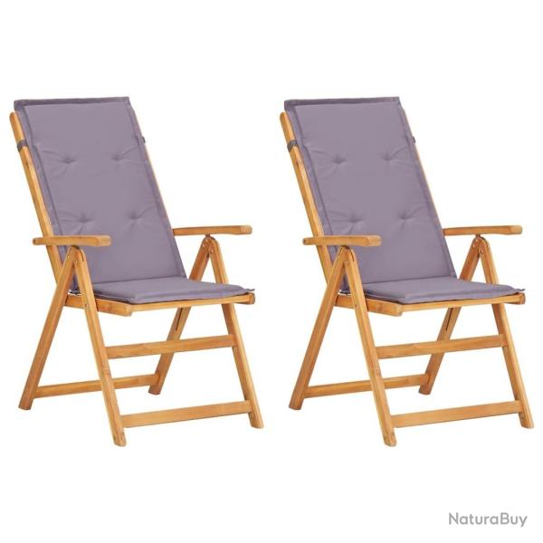 Chaises inclinables de jardin lot de 2 Bois solide d'acacia