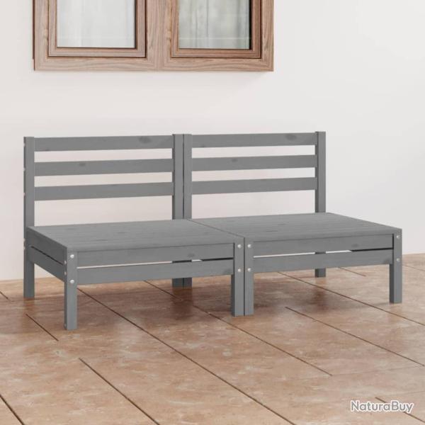 Canap� � 2 places de jardin Gris Bois de pin solide