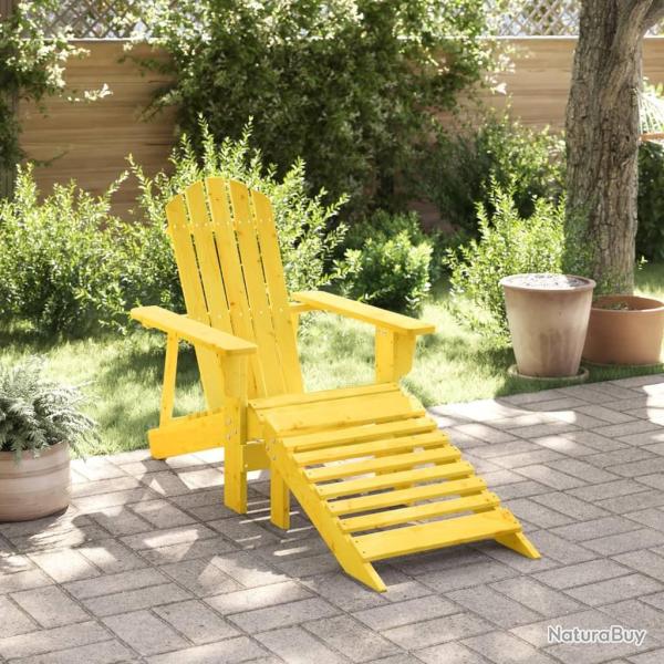 Chaise Adirondack avec pouf jaune bois massif de sapin