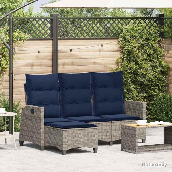 Canap� de jardin inclinable coussins forme de L gris polyrotin