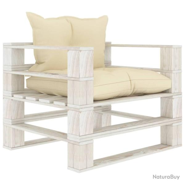 Canap� palette de jardin avec coussins cr�me Bois