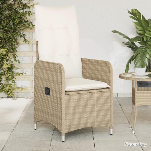 Chaise inclinable de jardin avec coussins beige r�sine tress�e