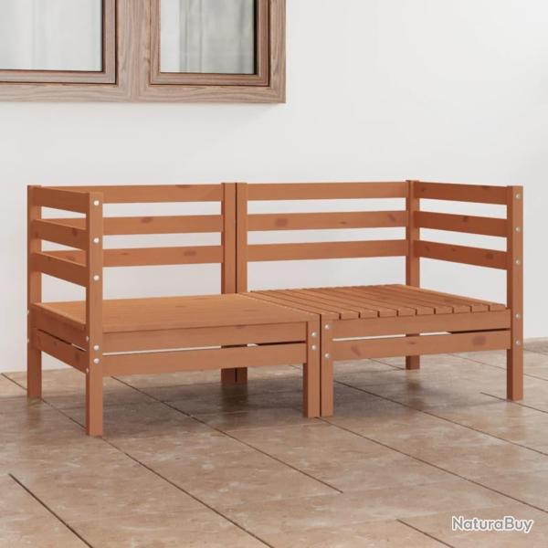 Canap� � 2 places de jardin Marron miel Bois de pin solide
