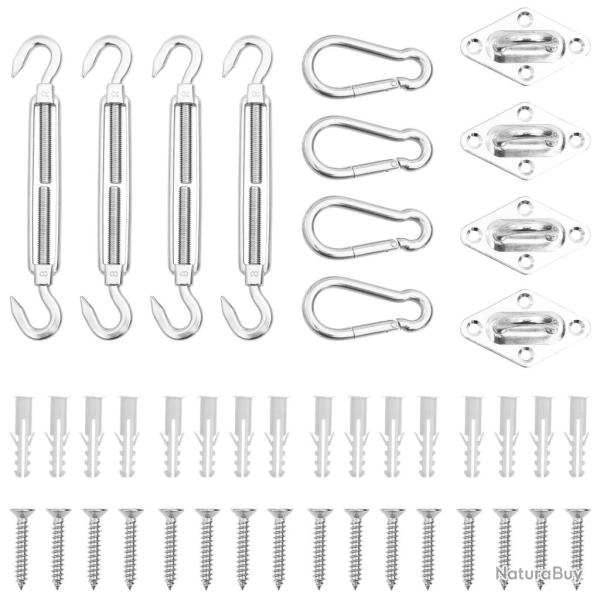 Jeu d'accessoires de voile d'ombrage 12 pcs Acier inoxydable