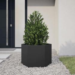 Jardini&egrave;re noir hexagone 69x60x45 cm acier