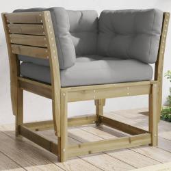 Canap&eacute; de jardin accoudoirs avec coussins bois pin impr&eacute;gn&eacute;