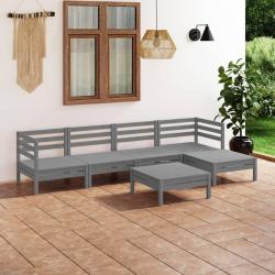 Salon de jardin 6 pcs Bois de pin massif Gris