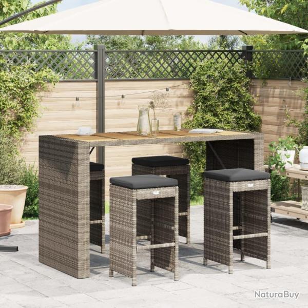 Tabourets de bar de jardin et coussins lot de 4 r�sine tress�e