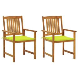 Chaises de jardin avec coussins lot de 2 Bois d'acacia massif