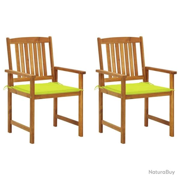 Chaises de jardin avec coussins lot de 2 Bois d'acacia massif