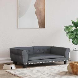 Lit pour chien gris fonc&eacute; 95x55x30 cm velours