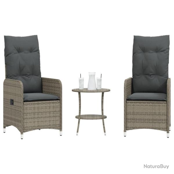 Chaises inclinables de jardin lot de 2 et table r�sine tress�e