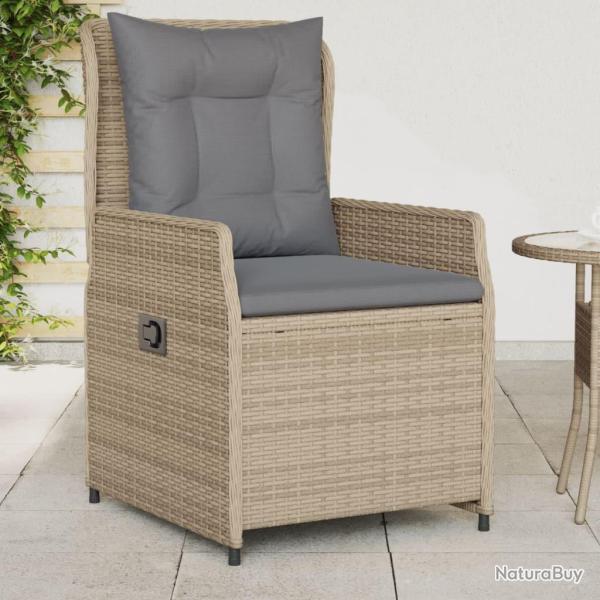 Chaises inclinables de jardin lot de 2 beige r�sine tress�e