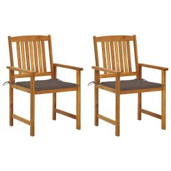 Chaises de jardin avec coussins lot de 2 Bois d'acacia massif