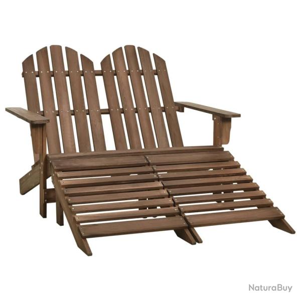 Chaise de jardin Adirondack 2 places repose-pied sapin marron