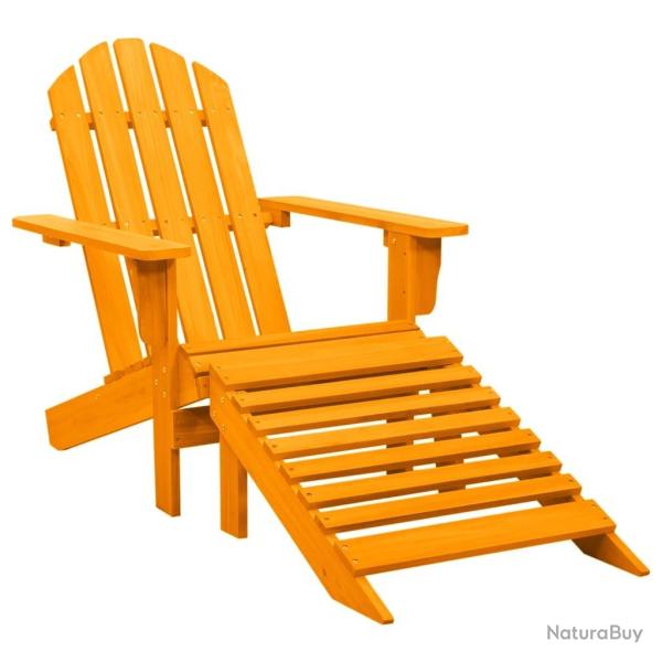 Chaise de jardin Adirondack avec pouf bois de sapin orange