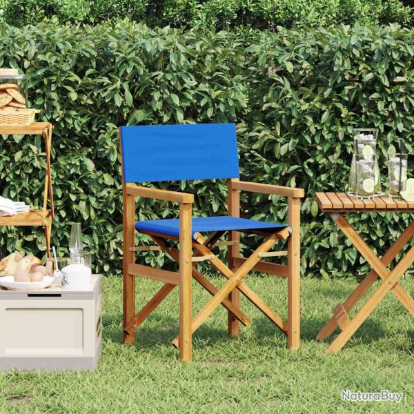 Chaise de metteur en sc�ne pliante bleu bois teck massif