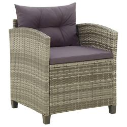 Chaise de jardin avec coussins R&eacute;sine tress&eacute;e Gris