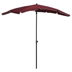 Parasol de jardin avec m&acirc;t 200x130 cm rouge bordeaux