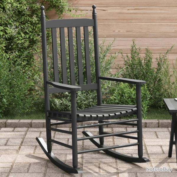 Chaise � bascule avec si�ge incurv� noir peuplier massif