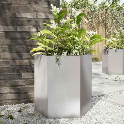 Jardini&egrave;re hexagone 46x40x45 cm acier inoxydable