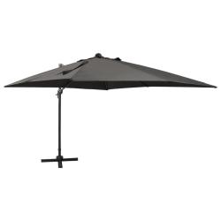 Parasol de jardin en porte-&agrave;-faux avec m&acirc;t et lumi&egrave;res LED