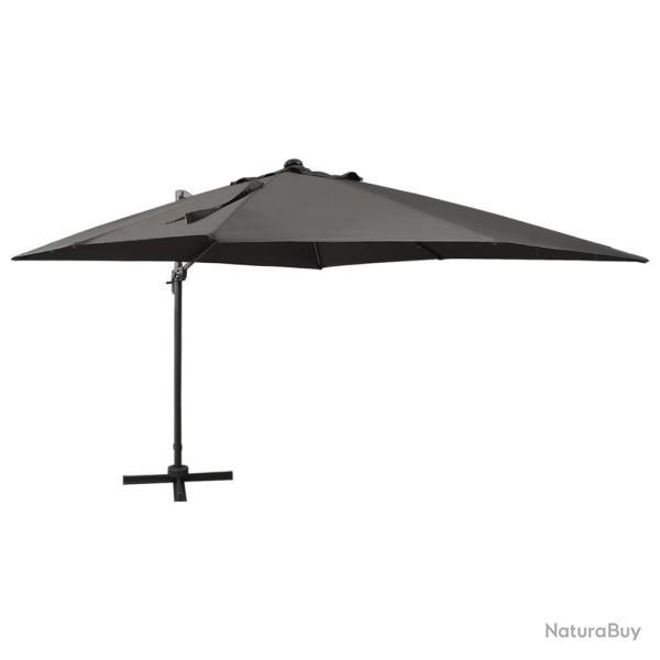 Parasol de jardin en porte-�-faux avec m�t et lumi�res LED