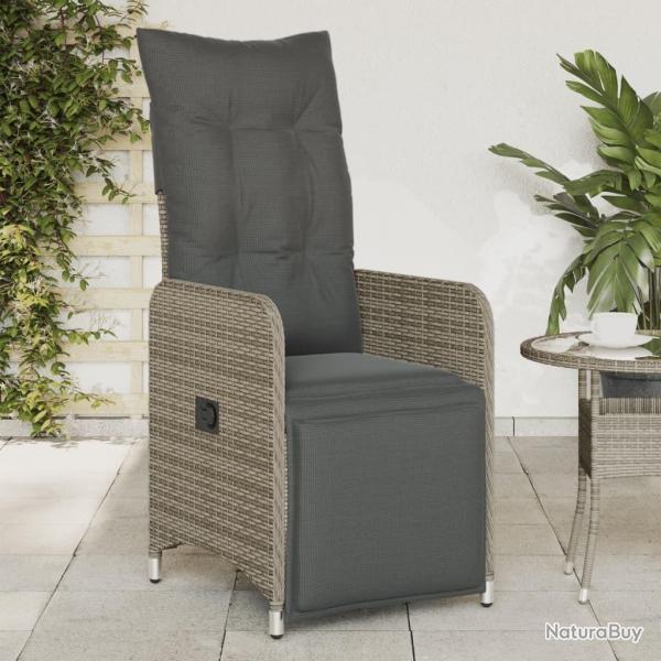 Chaise inclinable de jardin avec coussins gris r�sine tress�e