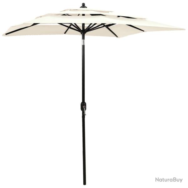 Parasol de jardin � 3 niveaux avec m�t en aluminium sable 2x2 m