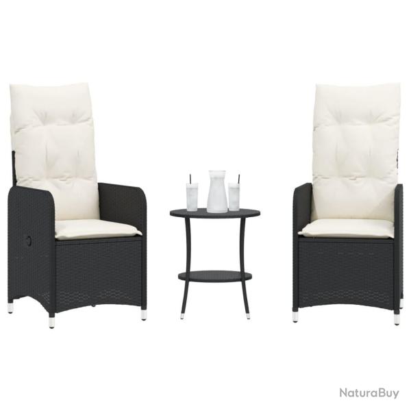 Chaises inclinables de jardin lot de 2 et table r�sine tress�e