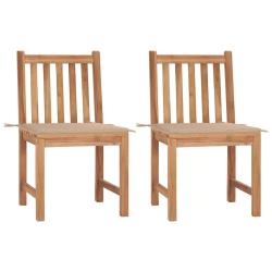 Chaises de jardin lot de 2 avec coussins Bois de teck massif