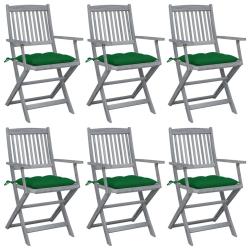 Chaises pliables d'ext&eacute;rieur lot de 6 et coussins Bois d'acacia