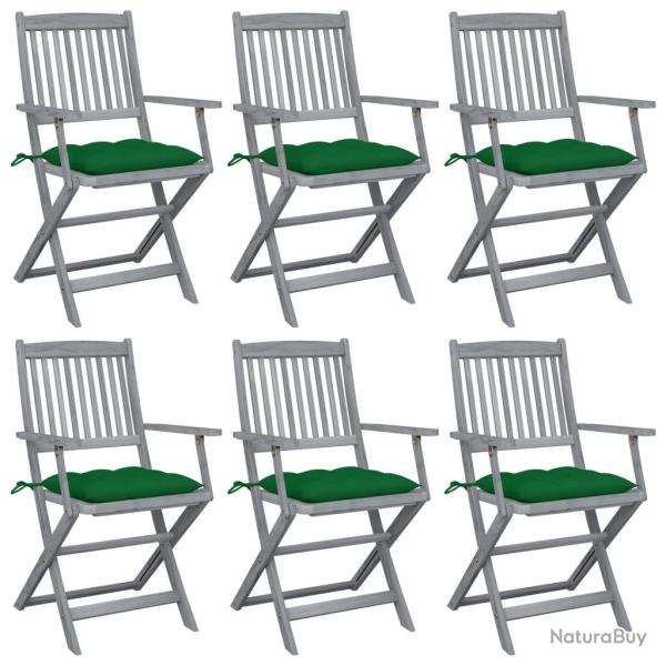 Chaises pliables d'ext�rieur lot de 6 et coussins Bois d'acacia