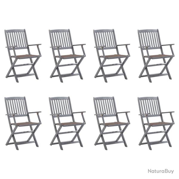 Chaises pliables d'ext�rieur lot de 8 et coussins Bois d'acacia