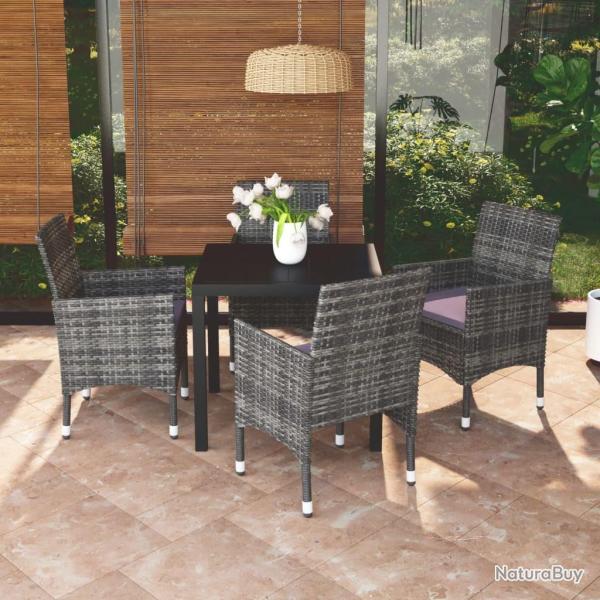 Ensemble � manger de jardin coussins 5pcs R�sine tress�e Gris