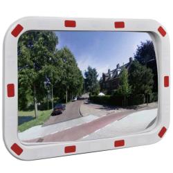 Miroir de trafic convexe rectangulaire 40x60cm avec r&eacute;flecteurs