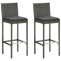Tabourets de bar de jardin et coussins lot de 2 r&eacute;sine tress&eacute;e