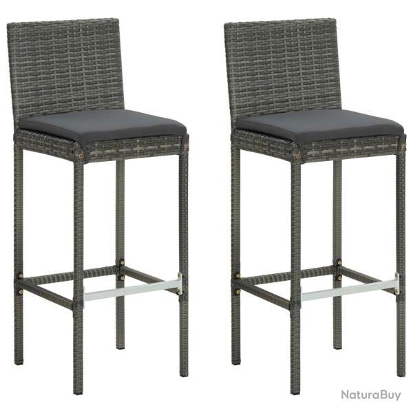 Tabourets de bar de jardin et coussins lot de 2 rsine tresse