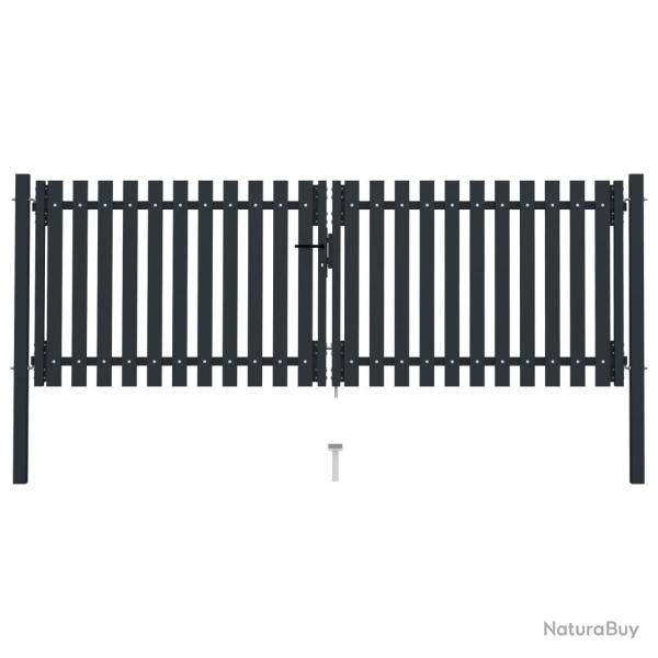Portail de cl�ture � double porte Acier 306x125 cm Anthracite