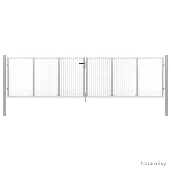 Portail de jardin en acier galvanis� 400 x 100 cm argent�